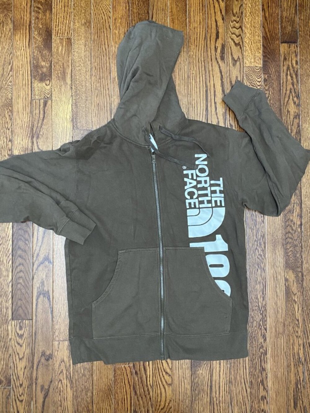 The North Face Full Zip Hoodie Men's L Brown Cotton Sweatshirt Jacket